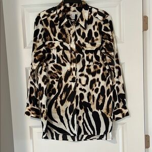 Animal Print Button-Up Shirt